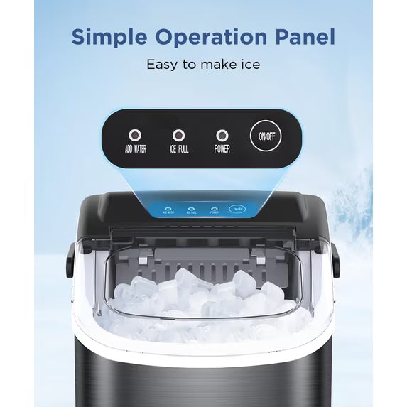 Auseo Countertop Ice Maker 26lbs/24H, 9 Bullet Ice Make in 6 Mins, Portable Ice Machine with Self-Cleaning, Black