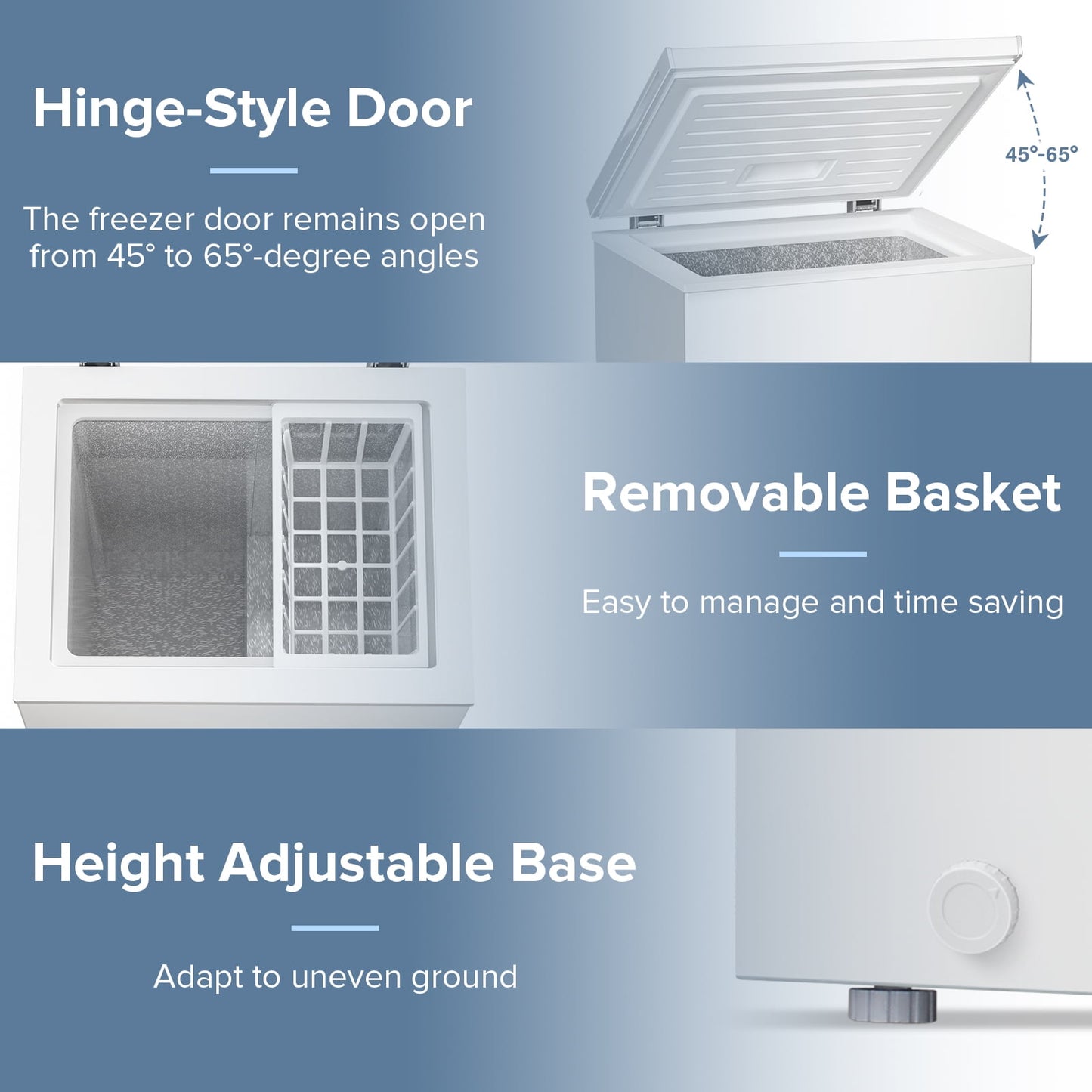 AUSEO Compact Freezer 3.5 cu ft Environmental Chest Freezer, Mini Freezer with 7 Gear Adjustable Temperature, Removable Storage Basket, Energy Saving, White