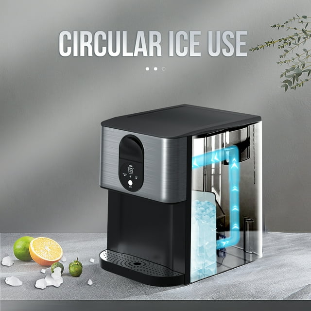 Auseo Nugget Ice Maker, Compact Ice Maker with Soft Chewable Ice, 44 Lbs/24H, Self-Cleaning, One-Click Operation for Home/Party(Silver)