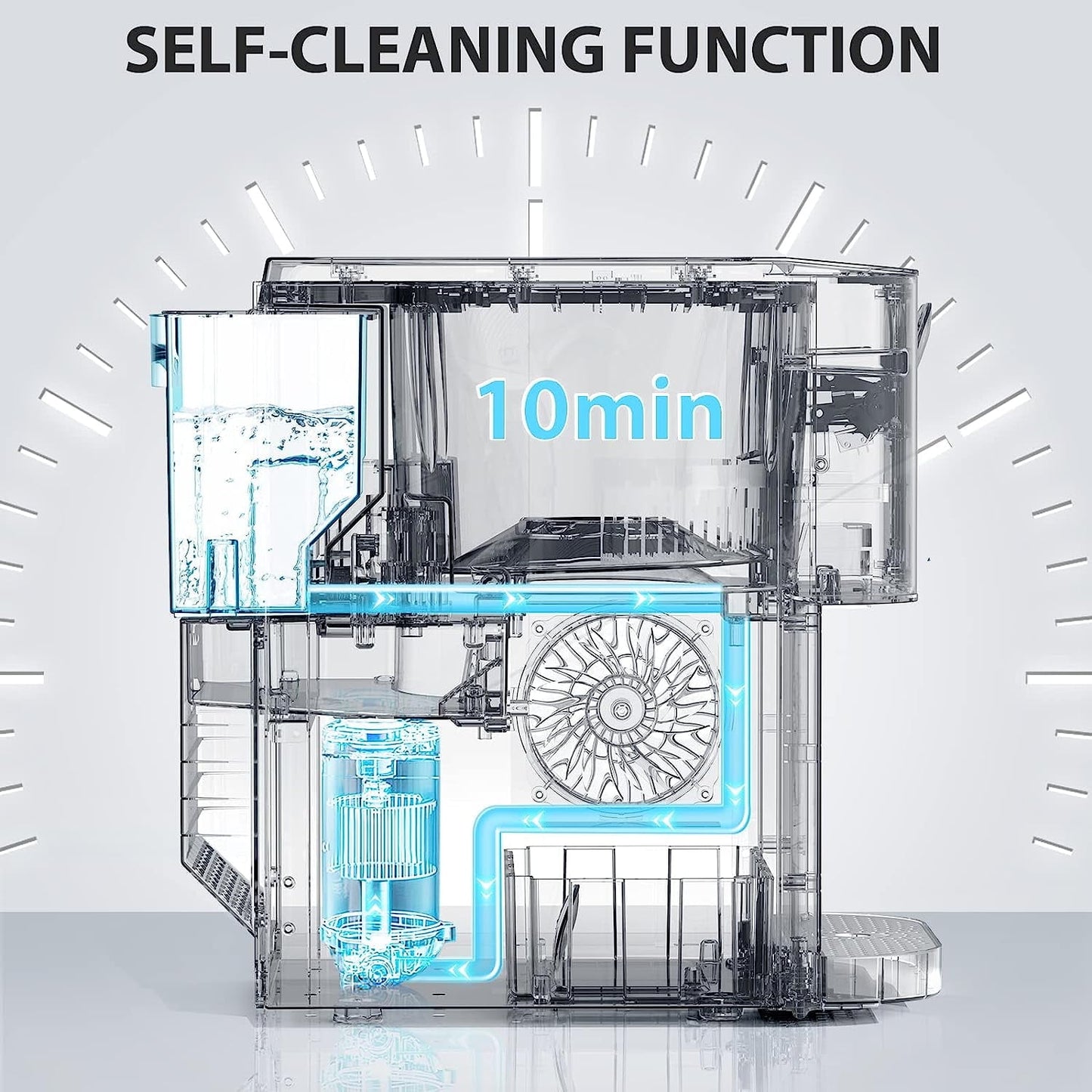 Auseo Soft Chewable Nugget Ice Maker Countertop, 44lbs /24H, Self-Cleaning, One-Button Operation, Home/Kitchen/Office/Party, Black