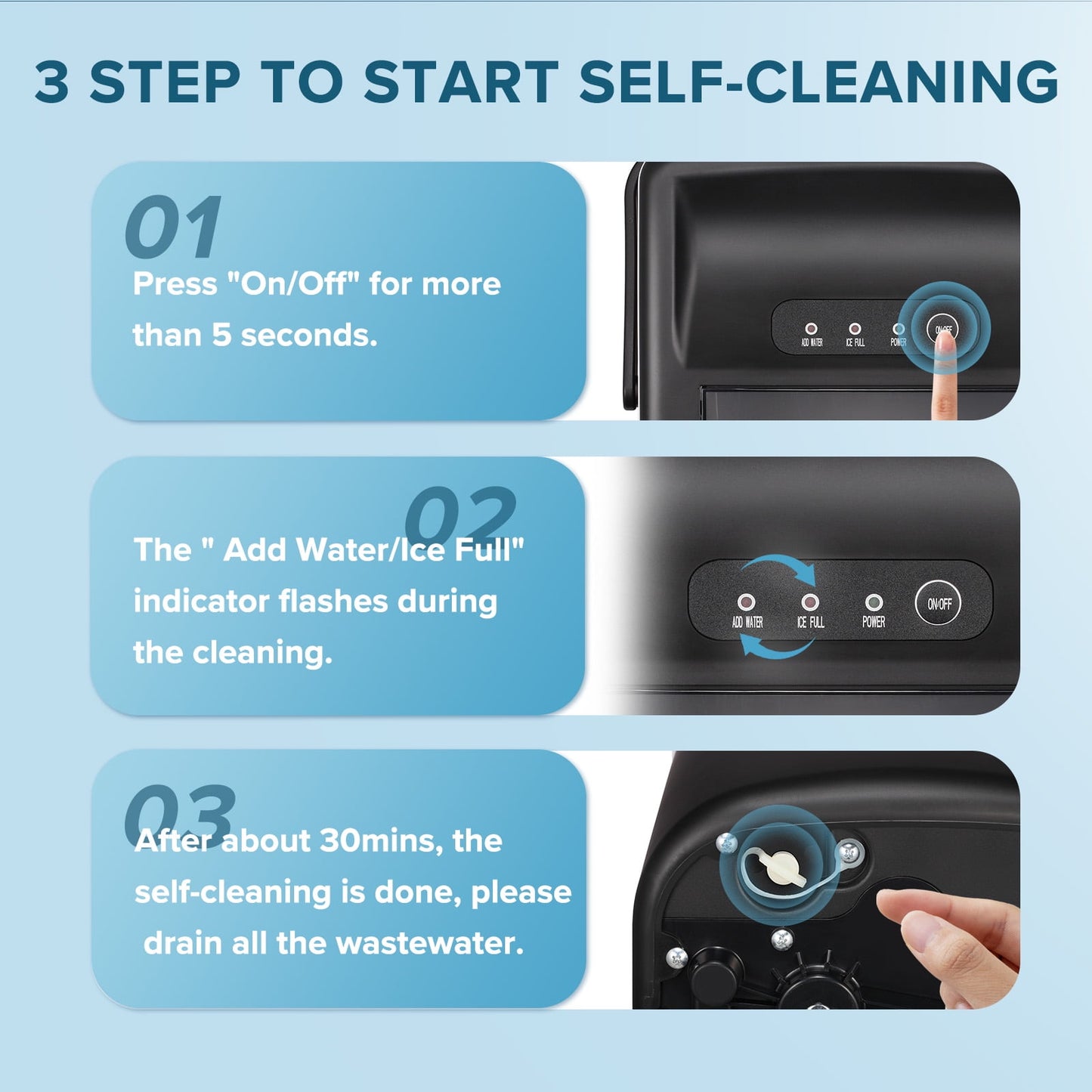 Auseo Countertop Ice Maker 26lbs/24H, 9 Bullet Ice Make in 6 Mins, Portable Ice Machine with Self-Cleaning, Black