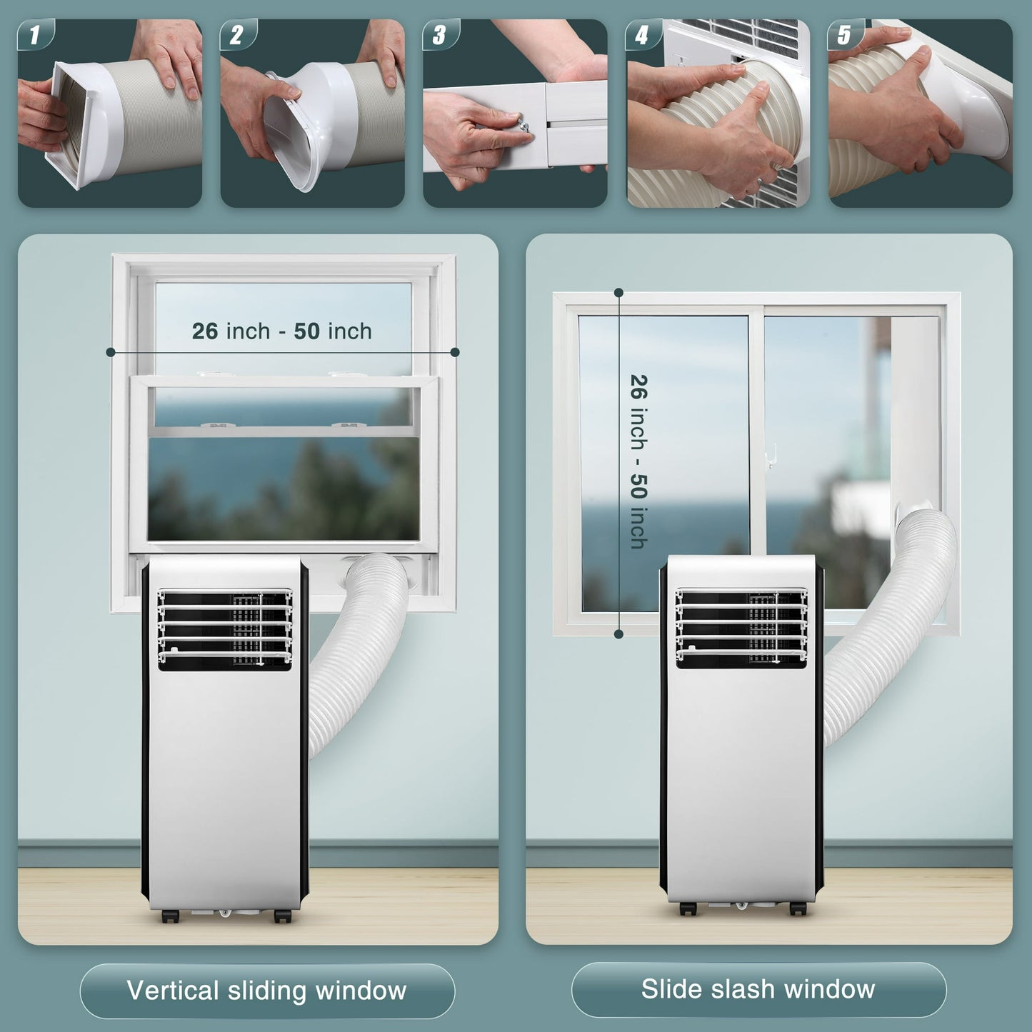 Auseo 5000 BTU (8000 BTU ASHRAE) Portable Air Conditioner, 3-in-1 Air Cooler, Dehumidifier & Fan Mode