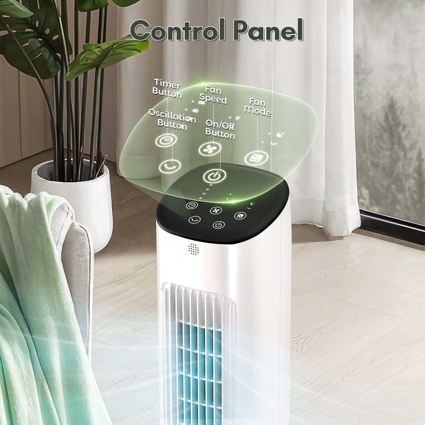 Auseo Tower Fan for Bedroom, 30" Portable,85° Oscillating Fans with 3 Speeds, 15H Timer, Normal/Natural/Sleep 3 Modes,White