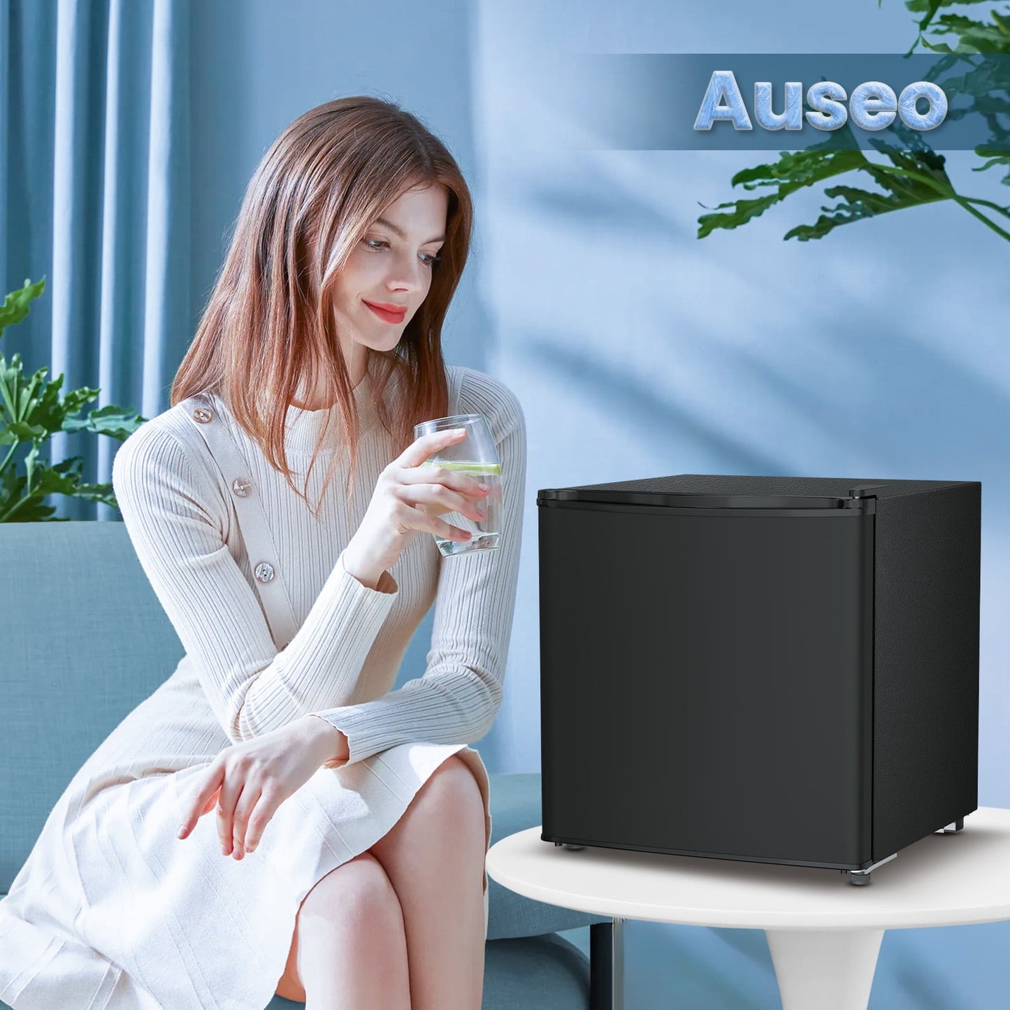 Auseo 1.7 cu.ft. Compact Refrigerator Mini Fridge, Retro Style, Low Noise & Energy Saving, Adjustable Temperature, for Kitchen/Office/Apartment/Dormitory-Black