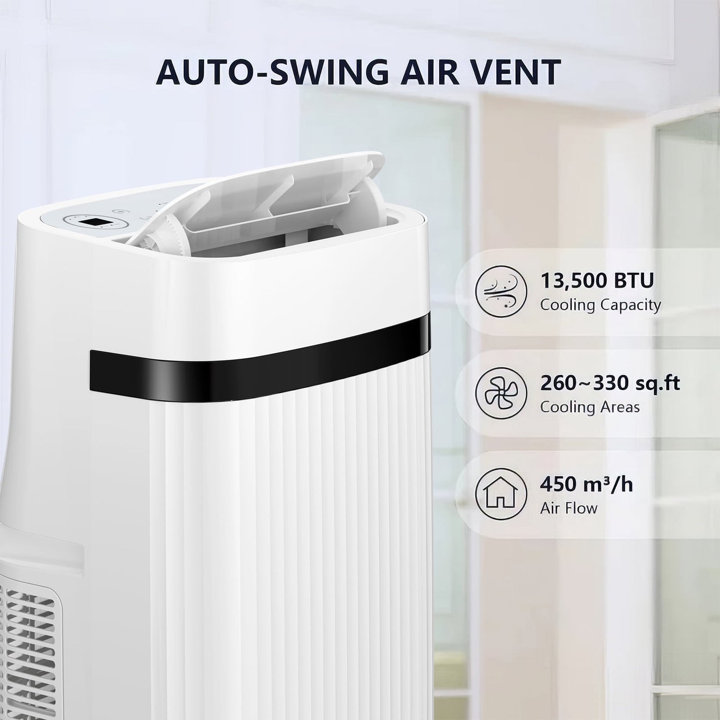 Auseo 8000 BTU(12000 BTU ASHRAE)Portable Air Conditioner/Fan/Dehumidifier 3 Modes Portable AC for Home