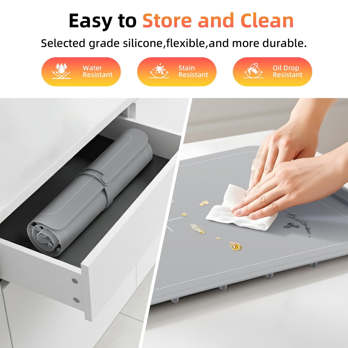 Auseo Food Warming Mat, Portable Silicone Electric Warming Tray, Warming Mat for Food for Buffets Party and Home Daily Use, 3 Level Temperature, 4 Hours Auto-Off, Easy to Clean, Grey