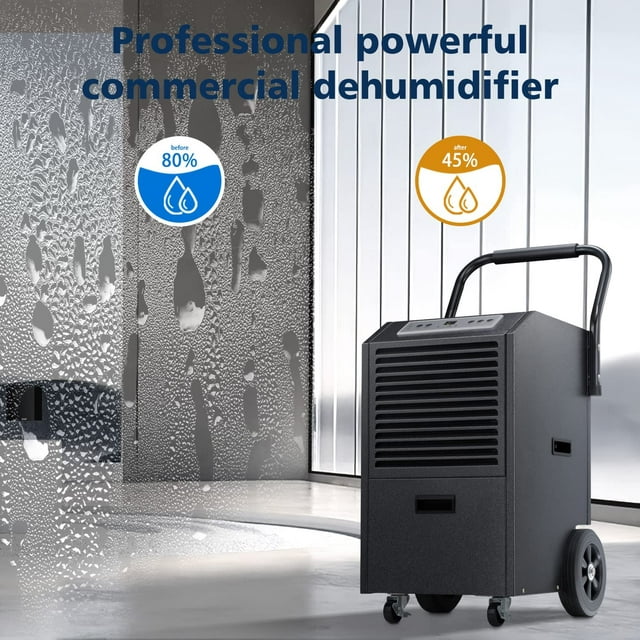 Auseo 7000 Sq.ft 110 Pint/Day Commercial Dehumidifier for Basement with Drain Hose and Pump