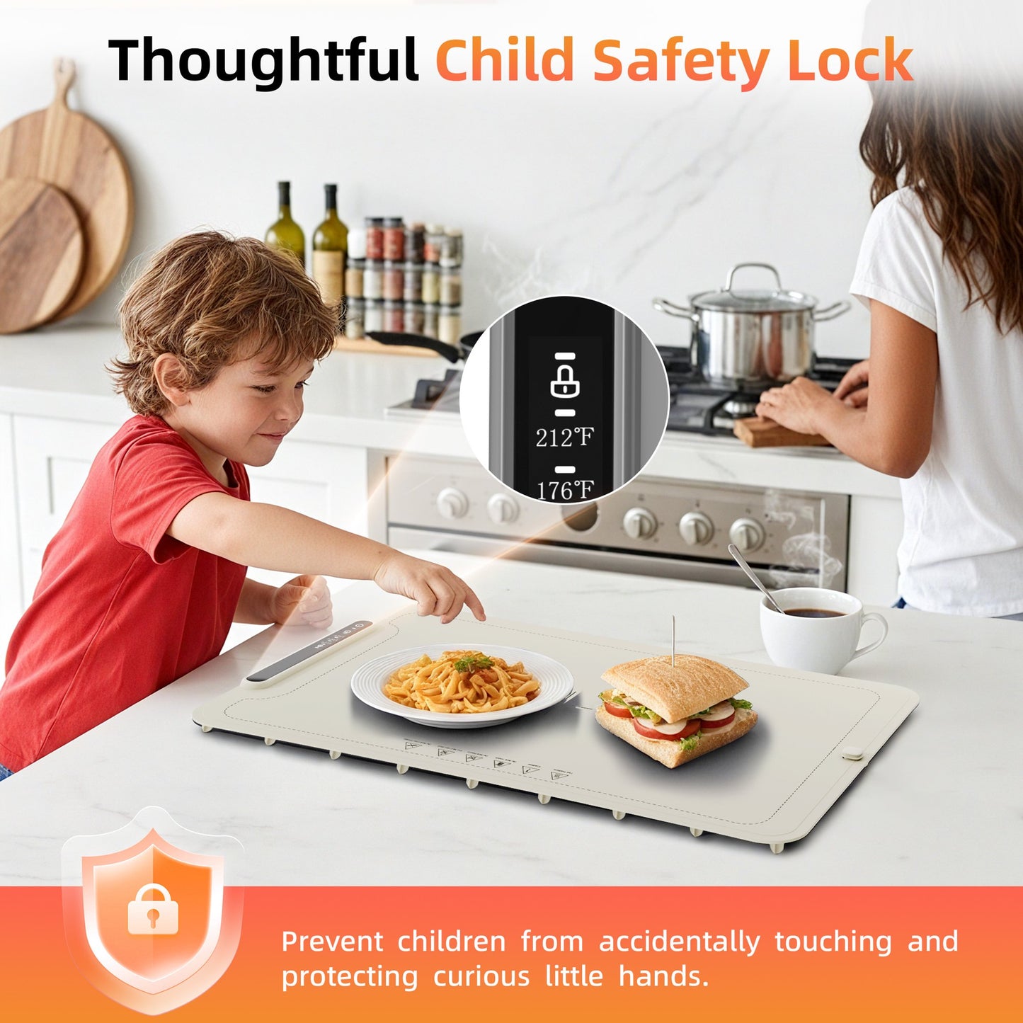 Auseo Food Warming Mat, Portable Silicone Electric Warming Tray, Warming Mat for Food for Buffets Party and Home Daily Use, 3 Level Temperature, 4 Hours Auto-Off, Easy to Clean, White