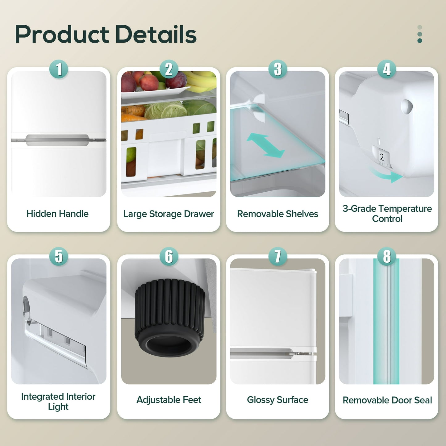 AUSEO 3.5 Cu.ft Adjustable Temperature Refrigerator, White, 50.82 lbs