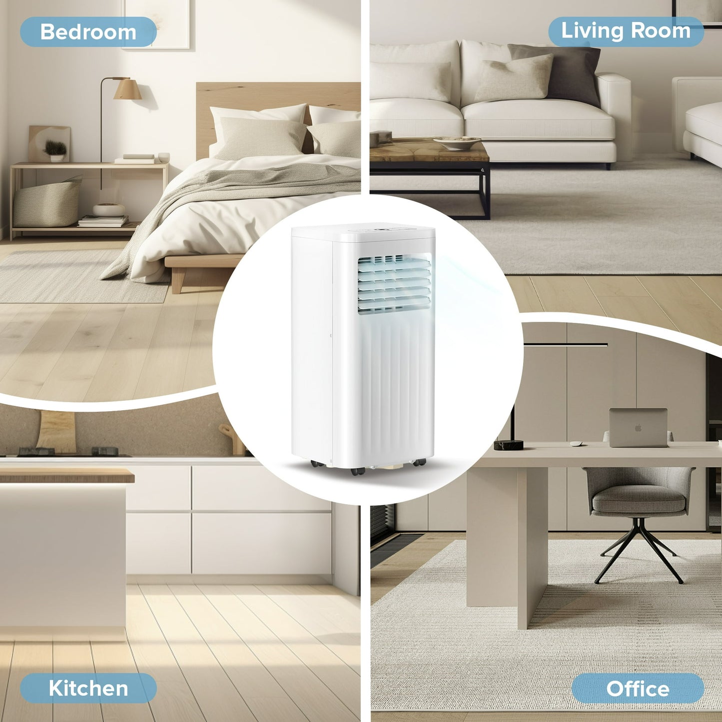 Auseo 6,000BTU( 10,000BTU ASHRAE) Portable Air Conditioner, Dehumidifier, Fan, 3 in 1 AC with 24-Hour Timer